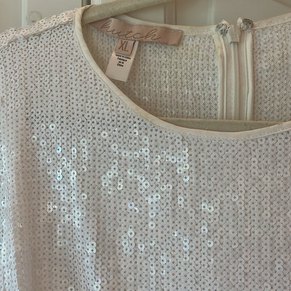 Anthropology Hutch Alissa Faux Feather long sleeve sequin mini dress - Picture 7 of 8